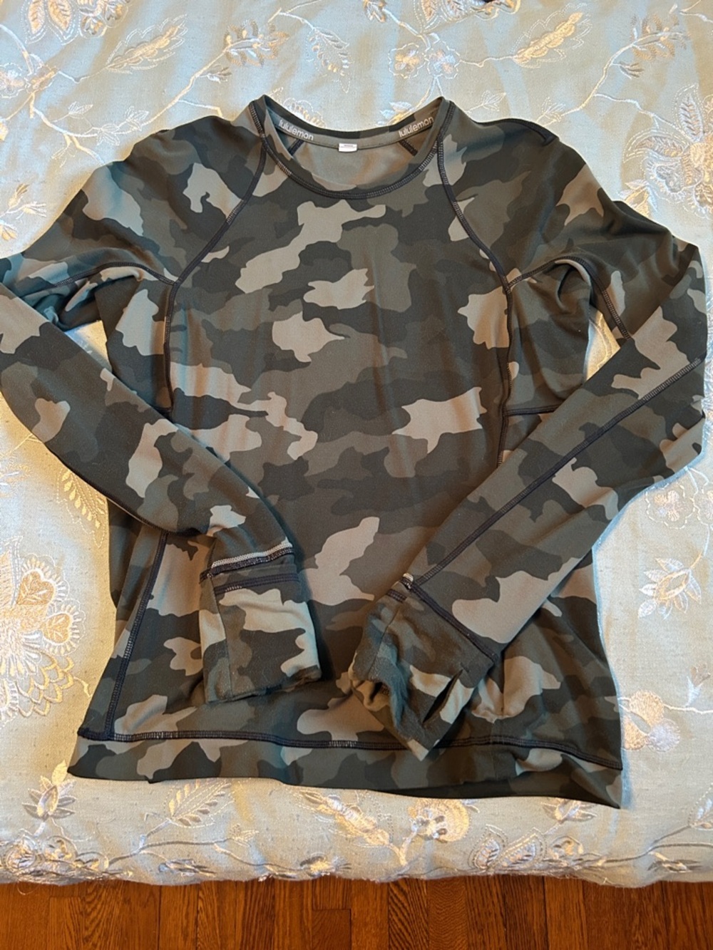 lululemon athletica Olive & Gray Camo Long Sleeve Top